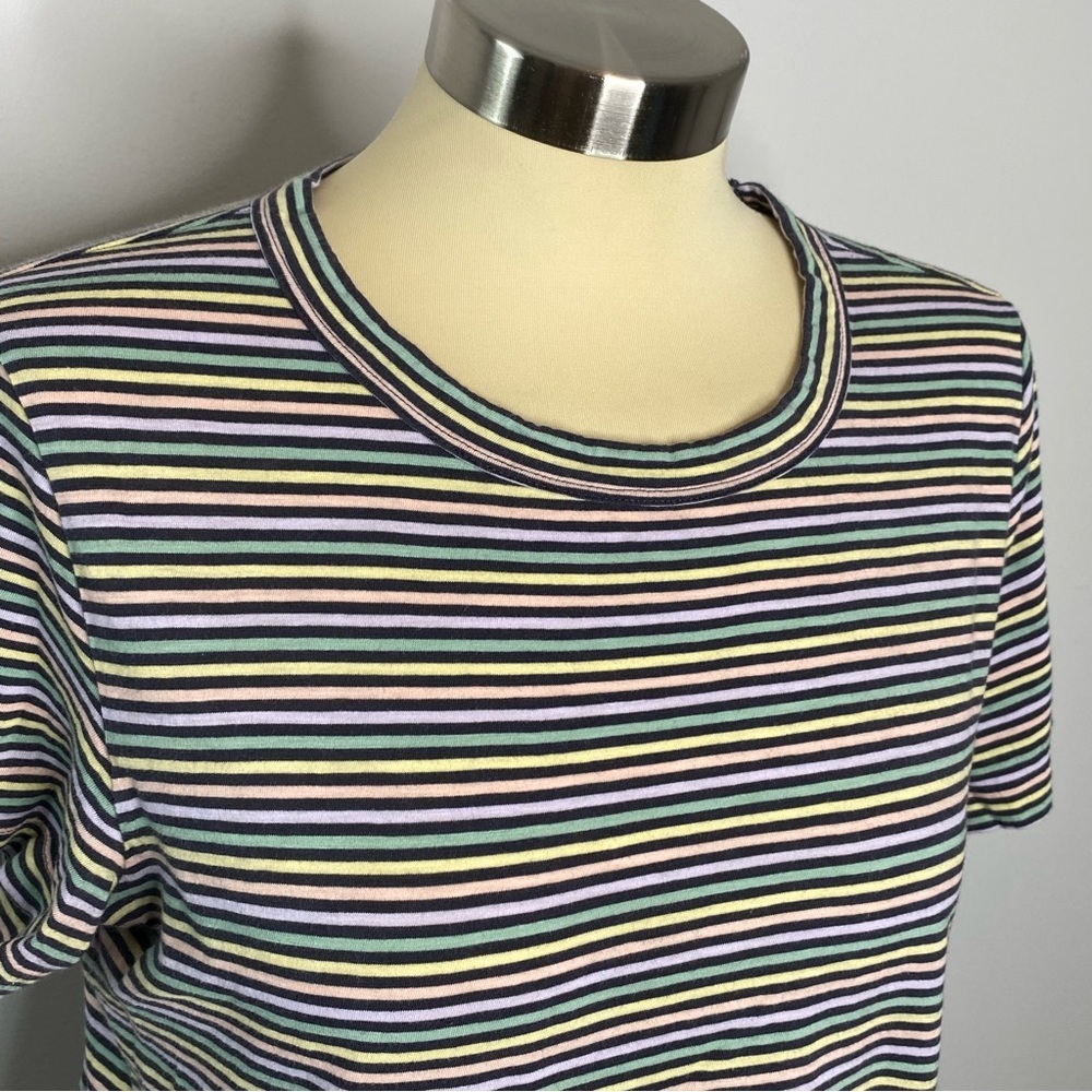 Loft Vintage Soft Pastel Stripe Short Sleeve Crew Neck Tee - Picture 3 of 6